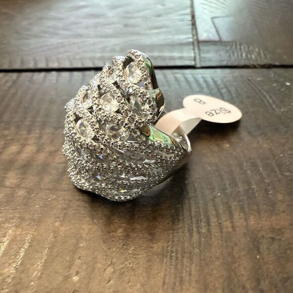 Sterling Silver Multistone Cocktail Ring vintage inspired Statement Piece size 8 - Picture 3 of 7